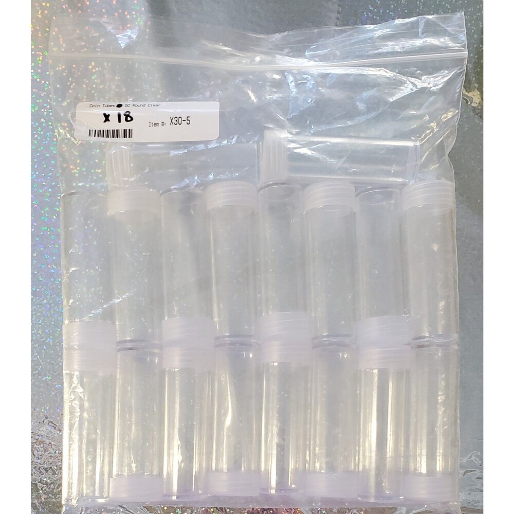 18 Nickel Coin Tubes US 5 Cents Plastic With Screw Top Money Storage Cylinders